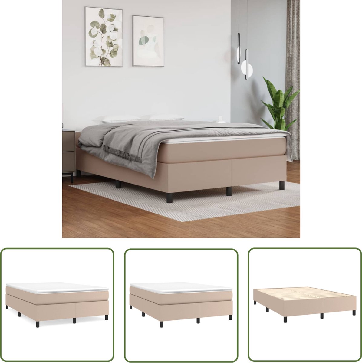 vidaXL Boxspring met matras kunstleer zwart 80x200 cm