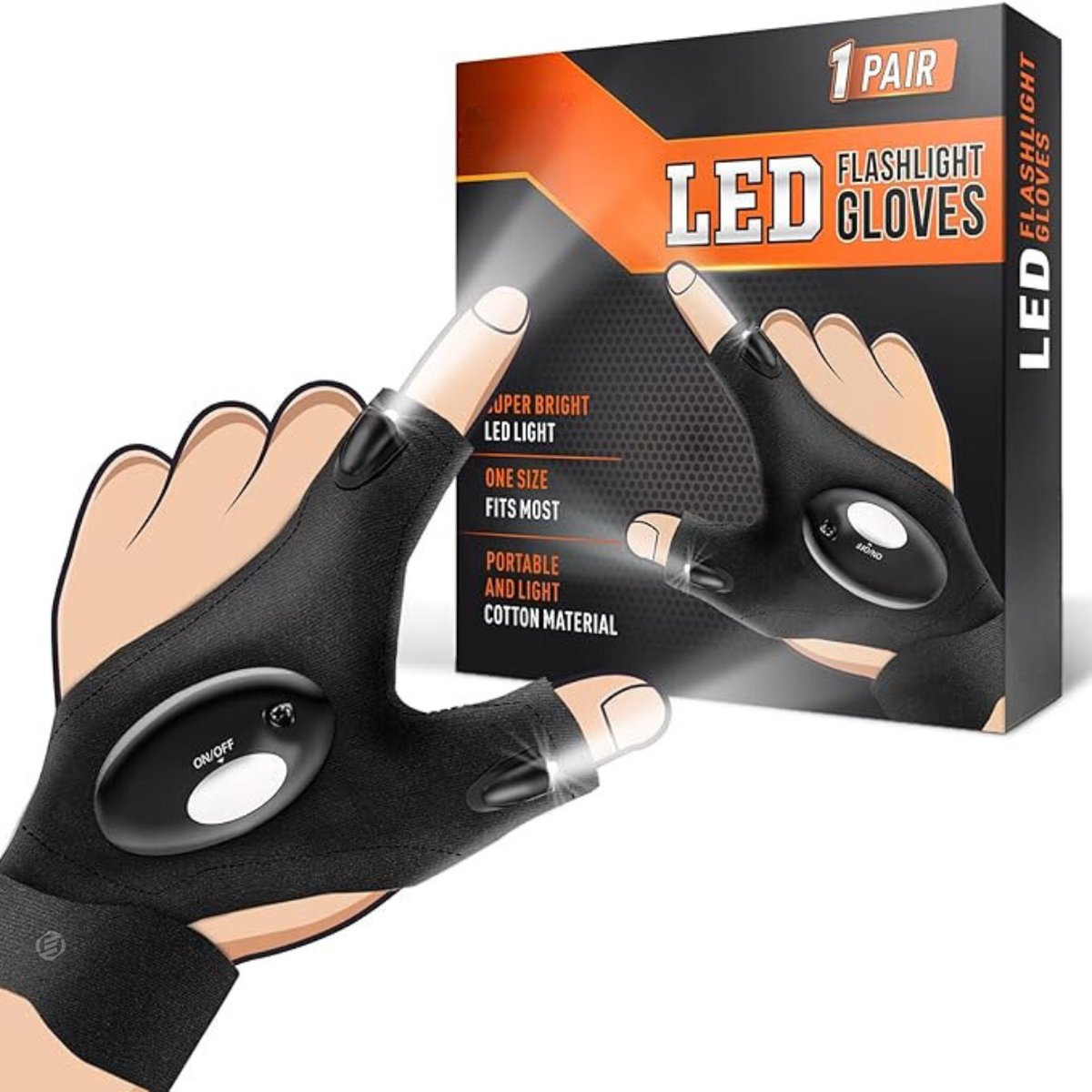 Equivera Led Handschoenen - 2 Lampen - Lichtgevende Handschoenen - Zaklamp Handschoen - Voor Klussen/Vissen/Kamperen & Andere Outdooractiviteiten