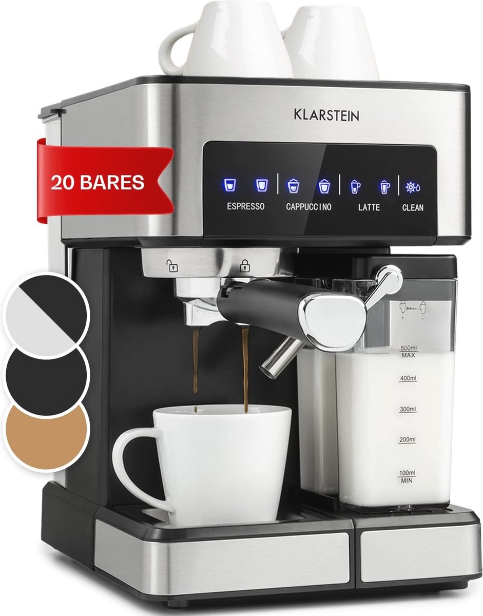 Espressomachine met 1350 Watt en 1.8L Watertank - Koffiemaker voor Espresso, Cappuccino en Latte Macchiato
