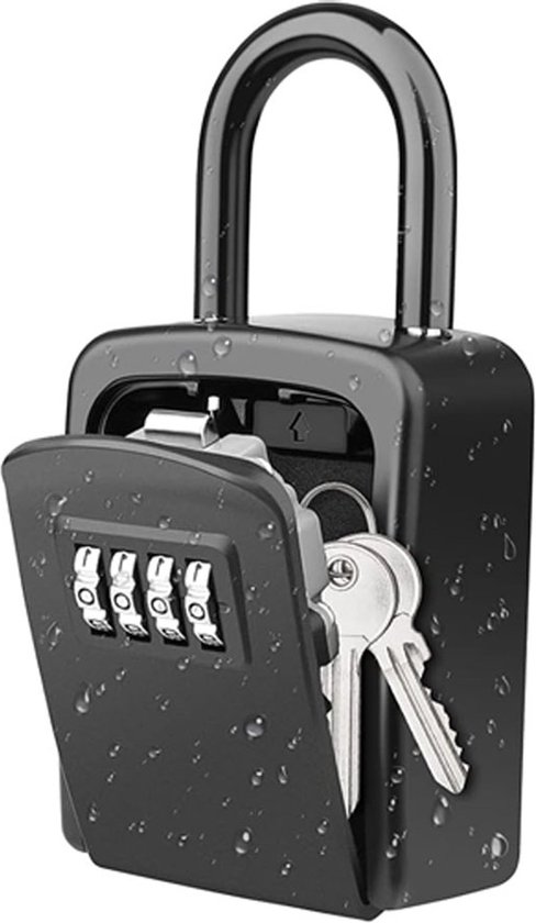 Sleutelkluis Voor Buiten/Binnen - Sleutelkluisje Met Code - Sleutelkastje - Sleutelbox - Kluisje Met Cijferslot - Centraal Opbergen Van Sleutels - Afneembaar Slot - Er Hoeven Geen Gaten Te Worden Geboord - Hangend - Waterbestendig - Zwart