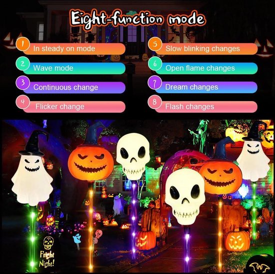 6 Lampes Solaires Citrouille Halloween - Décorations Extérieures IP65, 8 Modes, 33 Cm De Haut