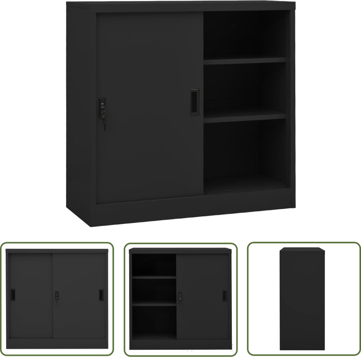 Draaideurkast Archiefkast Kantoorkast 195 x 92 x 42 cm - Donker Grijs - Ailem B.v