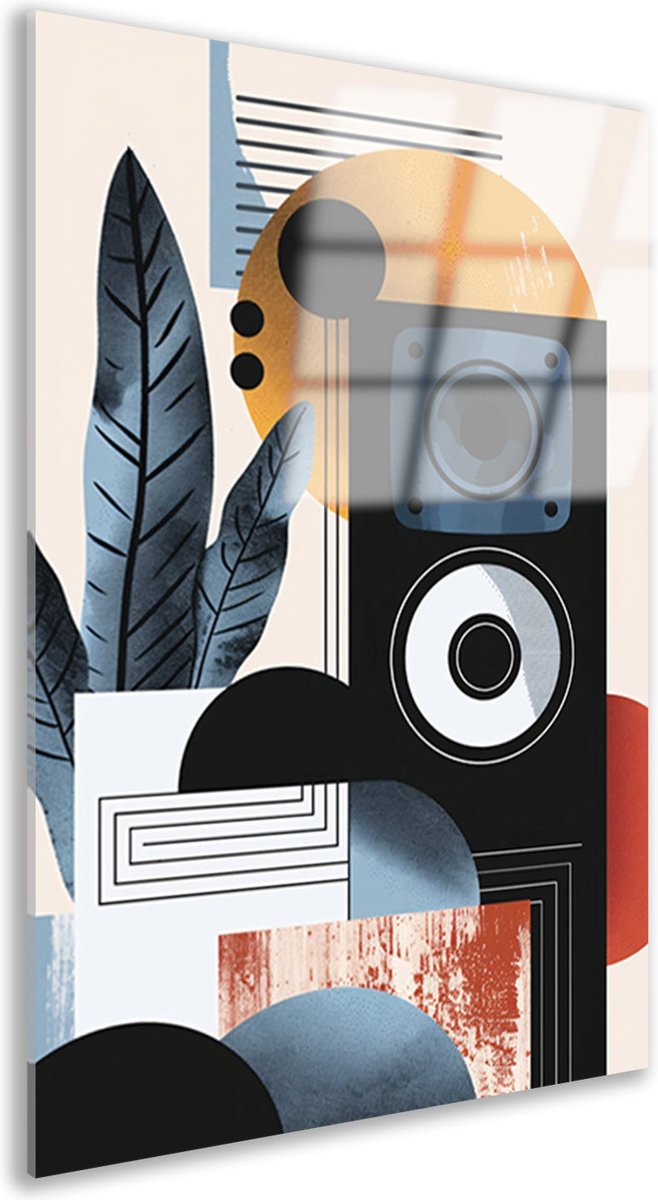 Muziek schilderij - Luidspreker glasschilderij - Schilderij Elektronica - Wanddecoratie landelijk - Plexiglas - Kunst aan de muur acrylglas 70x105 cm
