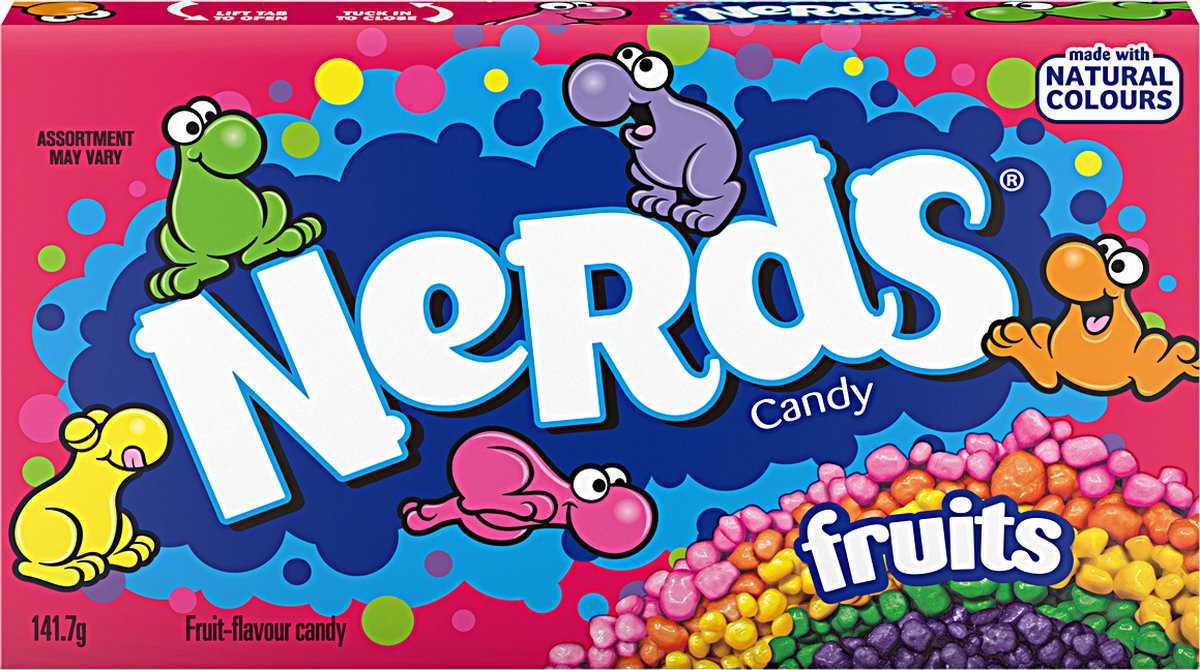 Nerds Fruits met natuurlijke smaak en Kleurstoffen! EU versie 12x141,7g