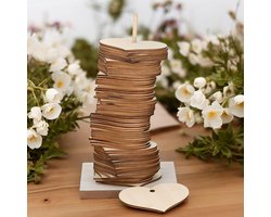 Stapelvorm gastenboek - 72 harten - hoogwaardig hout - bruiloftsfeest - herinneringen - bijzonder moment