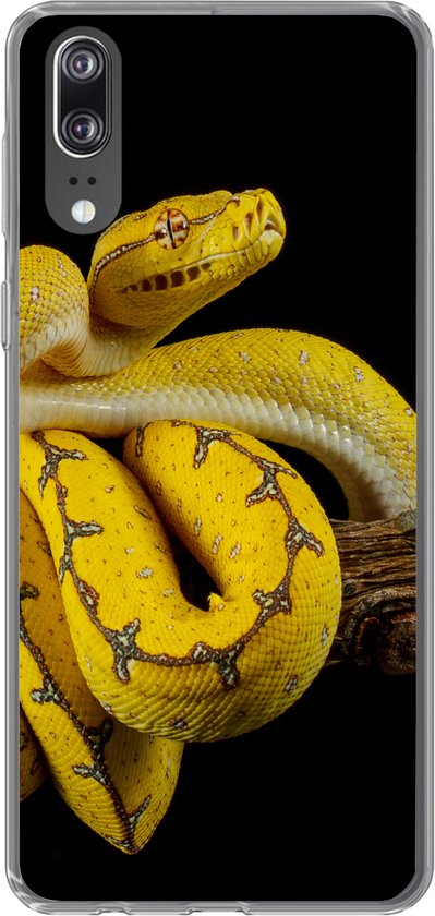 Coque Huawei P20 - Serpent - Branche - Jaune - Coque de téléphone en Siliconen