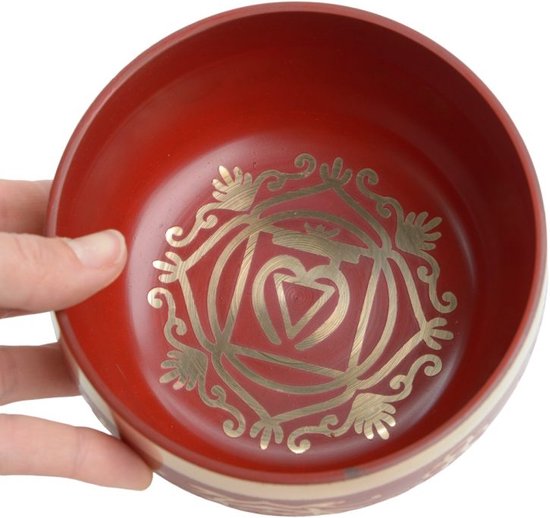 Klankschaalset met klopper en kussen - 1e chakra - klankschaal chakra 1 - het hart Chakra, dat geassocieerd wordt met de kleur rood — afbeelding 3