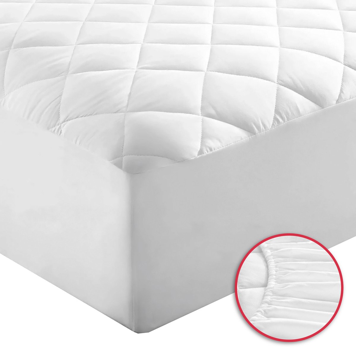 Gewatteerde katoenen matrasbeschermer - 180x220 cm Gewatteerde Matrasbeschermhoezen - Antibacteriëel - Rondom Elastiek - Wit - Gewatteerde matrasbeschermer - Matrasbeschermhoezen 180 x 220 cm