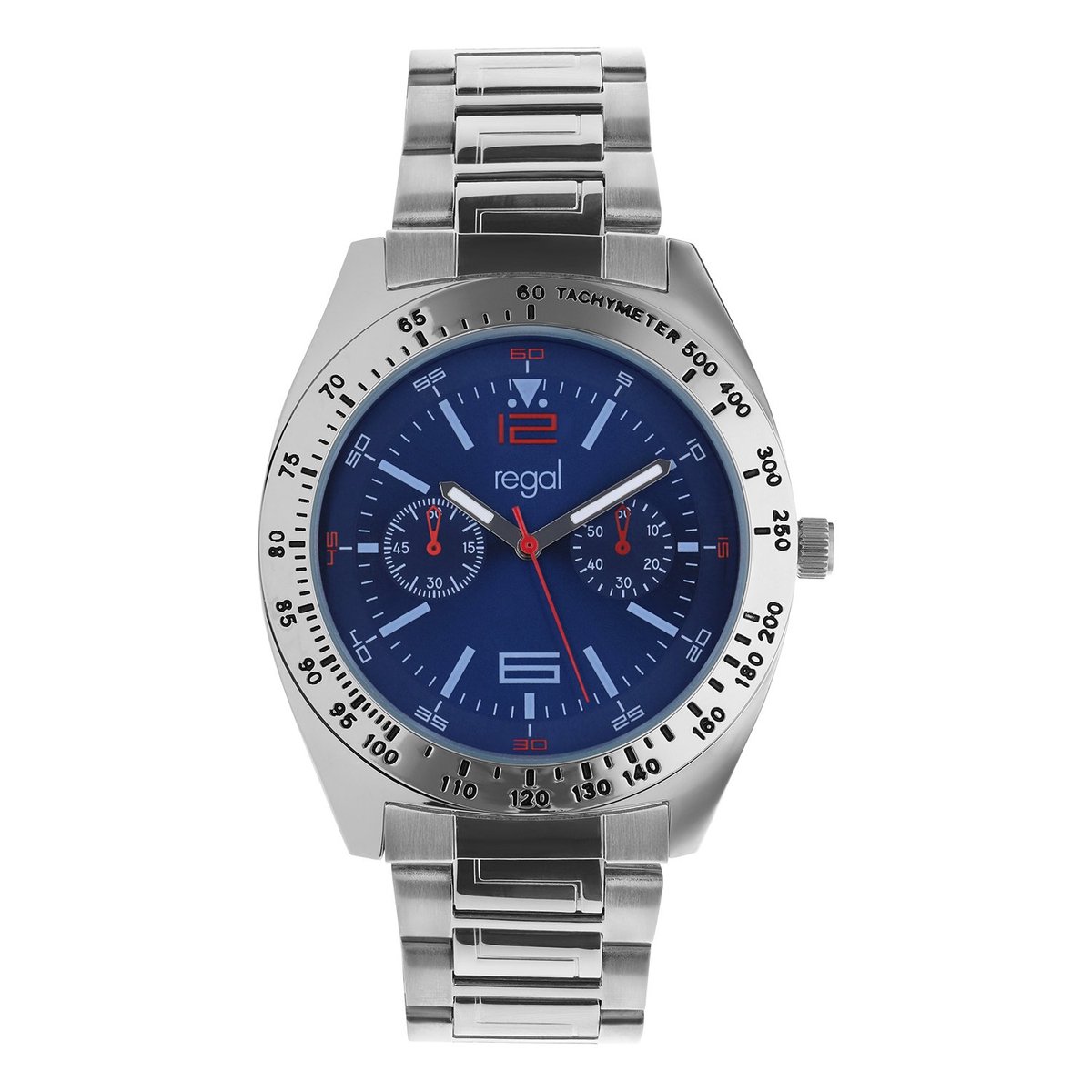Lucardi Heren Regal heren horloge met stalen kast - Horloge - Alloy - Zilverkleurig - 42 mm