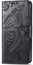 Hoesje geschikt voor iPhone 16 Pro Max - Bookcase - Pasjeshouder - Portemonnee - Vlinderpatroon - Kunstleer - Zwart