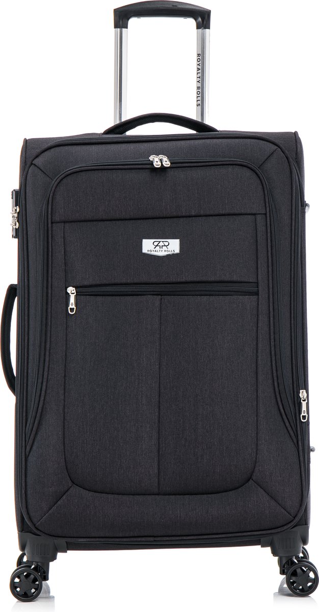 Royalty Rolls Abu Dhabi 2.0 Middelgrote Koffer - 70 cm - 90 Liter - Exp - TSA Slot - Zwart