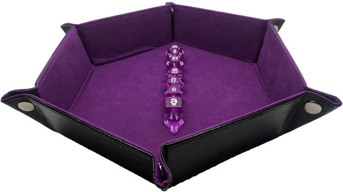 Dice tray Gargoyle paarse zeshoekige D & D dobbelstenen RPG tafelspellen geluidsdempende lade DnD dobbelstenen set DnD Gifts Polyhedral dice tray