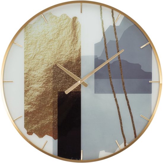 Atmosphera Wandklok Mondello - D51 cm - kunststof - wit/goud | Leen Bakker Atmosphera Wandklok Mondello - D51 cm - kunststof - wit/goud | Leen Bakker