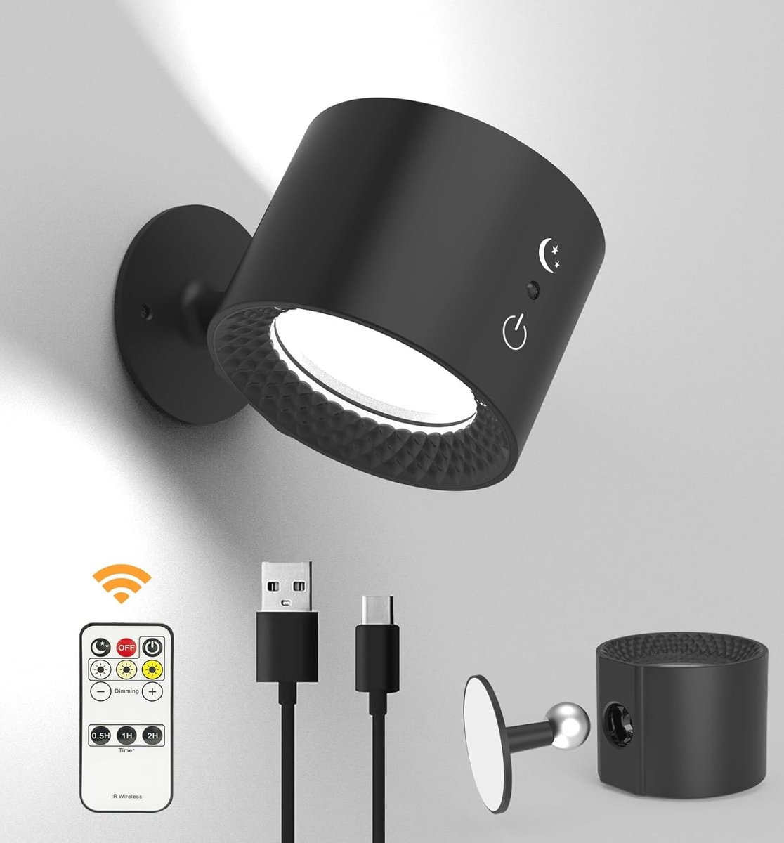 Binnenwandlamp met Touch Bediening - Draaibaar, Oplaadbaar en Drie Helderheidsniveaus