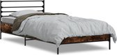 vidaXL - Cadre de lit - décoré - bois - et - métal - fumé - chêne - 90x190 - cm