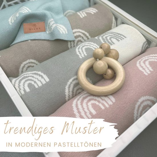 Biologisch Katoenen Babydeken 75x100cm - Knuffeldeken met Regenboogdesign voor Pasgeborenen van Little Dutch — afbeelding 5