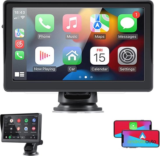 Draadloze Android Auto en Carplay 7 inch IPS Touchscreen Auto Display ...