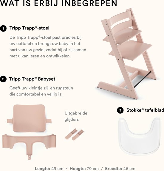 Stokke Tripp Trapp-kinderstoel (Serene Pink), Stokke-dienblad (wit) - Incl. Tripp Trapp-stoel, babyset 2 voor kinderen van 6-36 maanden en Stokke-dienblad - Verstelbaar, ergonomisch en gemakkelijk schoon te maken — afbeelding 5