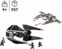 LEGO Star Wars bouwset met een zwarte TIE Interceptor en een witte Mandalorian Fang Fighter. Inclusief 3 minifiguren.