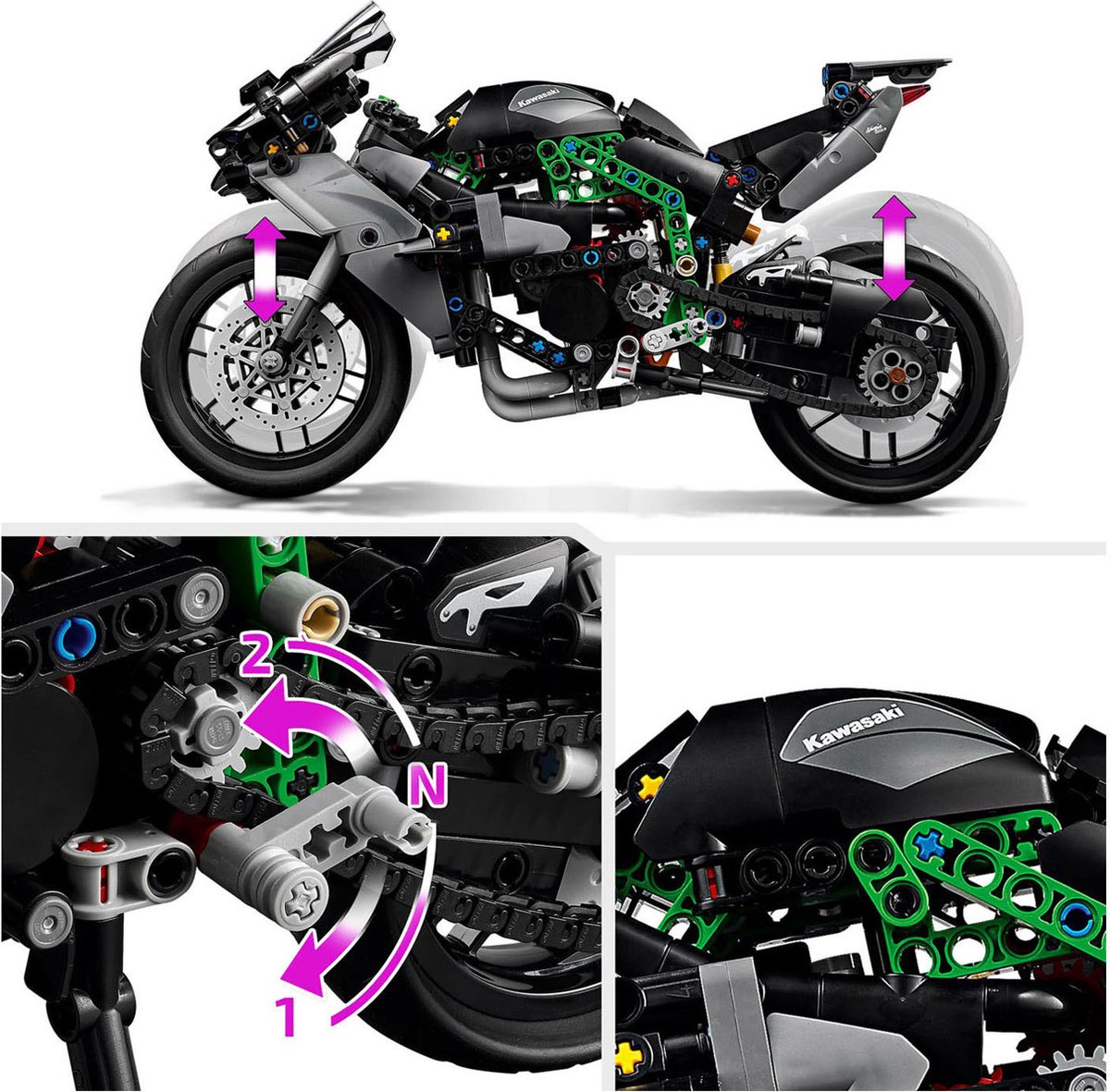 LEGO Technic Kawasaki Ninja H2R motor - 42170 — afbeelding 13