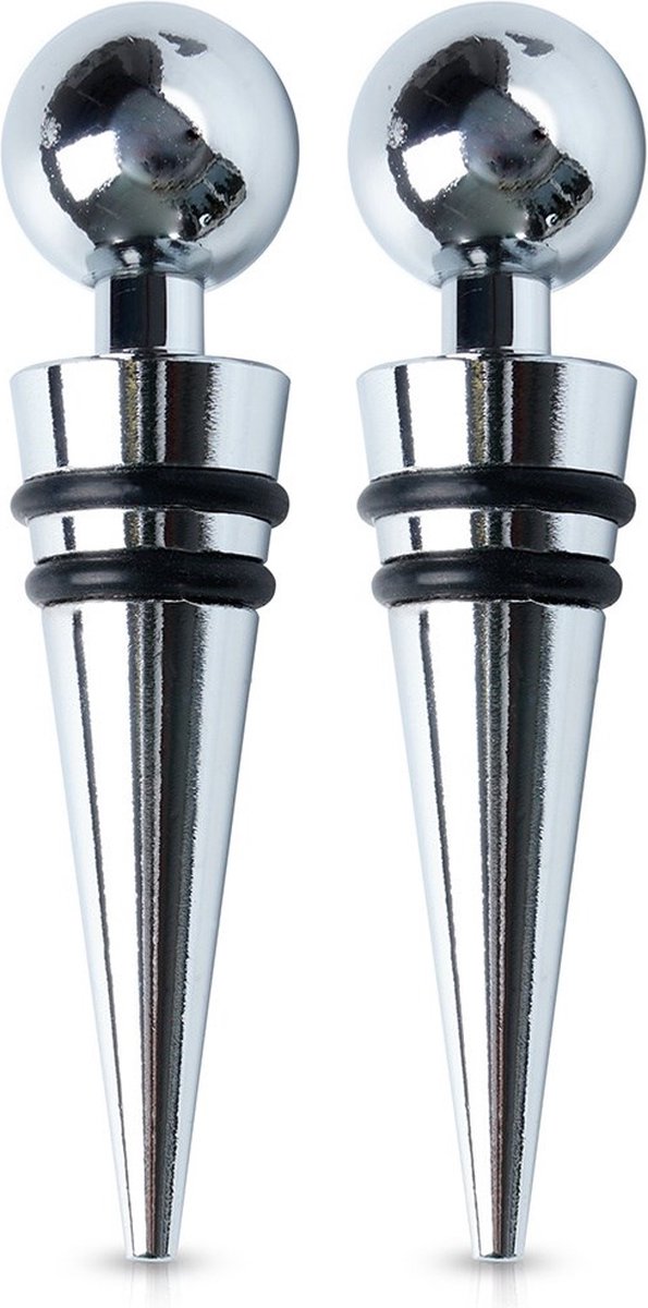 Wijnstopper Edelstaal 9 cm 2 stuks - Flessenstop - Wijnstop - Flessenstopper