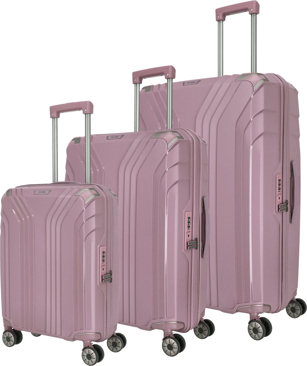 Travelite Elvaa 4 Rollen Kofferset 3st. - Harde bagage - TSA slot - rosé