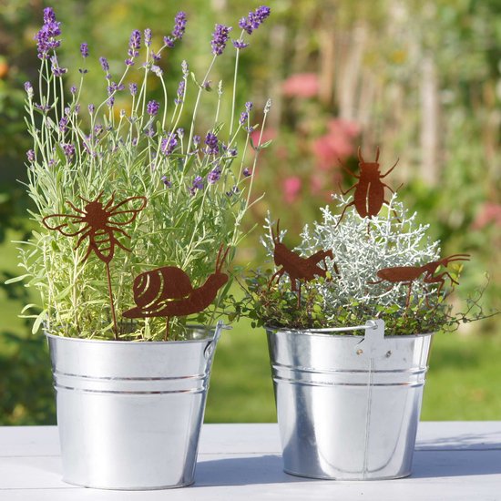 UNUS Tuinstekers Set – 5-delige Roestlook Metalen Decoratie – Muzikanten Voor Tuin, Terras, Balkon Of Bloempot – Weerbestendig En Origineel Cadeau
