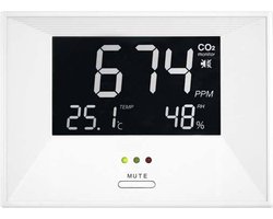 CO2 meter – Luchtkwaliteitsmeter – CO2 meter binnen – CO2 melder & monitor – draagbaar en oplaadbaar – Met alarm