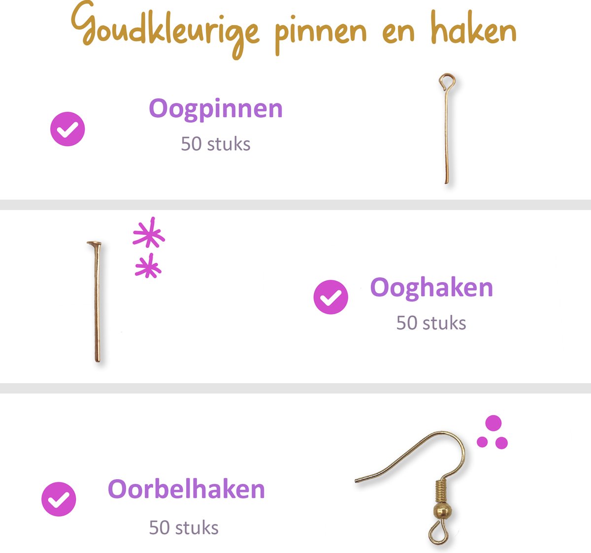 CREACOL Natuursteen kralen Goud - Armbandjes maken meisjes - Oorbellen maken kralenset - Sieraden maken meisjes - Edelsteen kralen set — afbeelding 8
