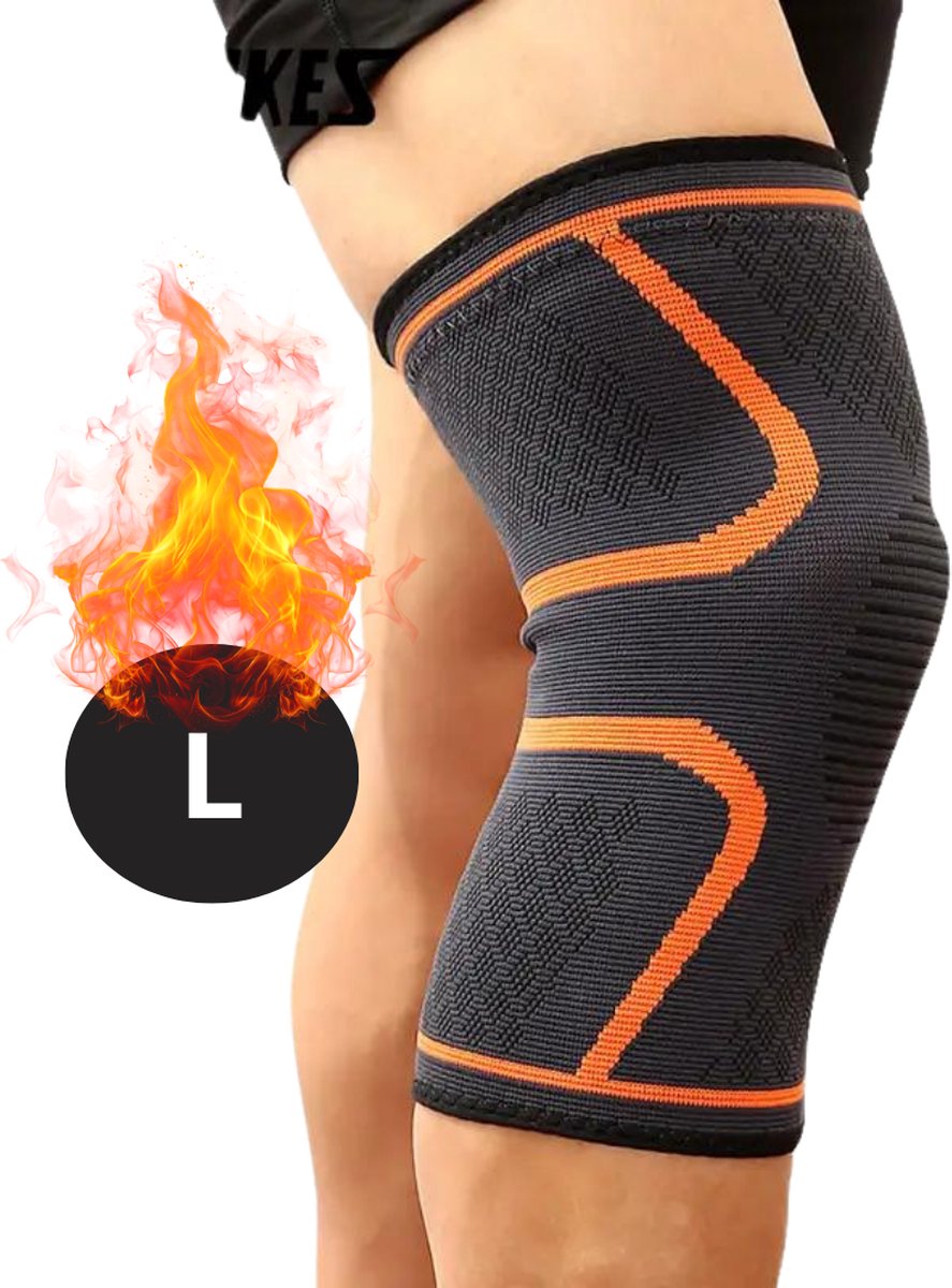 Bovista Kniebrace - Sportbrace Knie - Knee Sleeves - Knee Sleeves Powerlifting - Compressie Knie Brace - Knee Wraps - Knee Support - Dames - Heren - Comfortabel - Oranje - Maat L