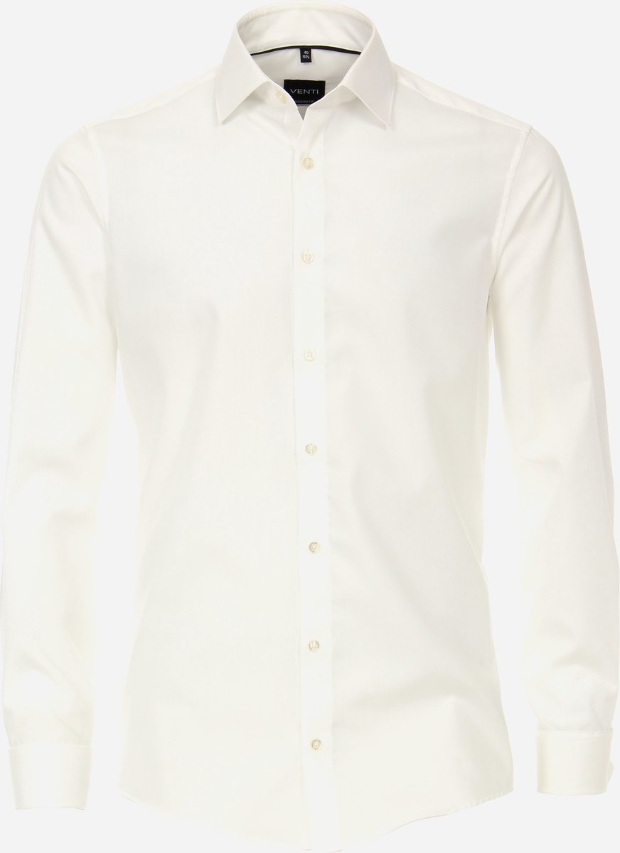 VENTI modern fit overhemd - popeline - beige met dubbele manchet - Strijkvrij - Boordmaat: 46