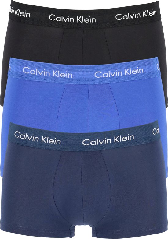 Calvin Klein - 3-pack Low Rise Trunk Boxershorts Zwart / Blauw - Maat M