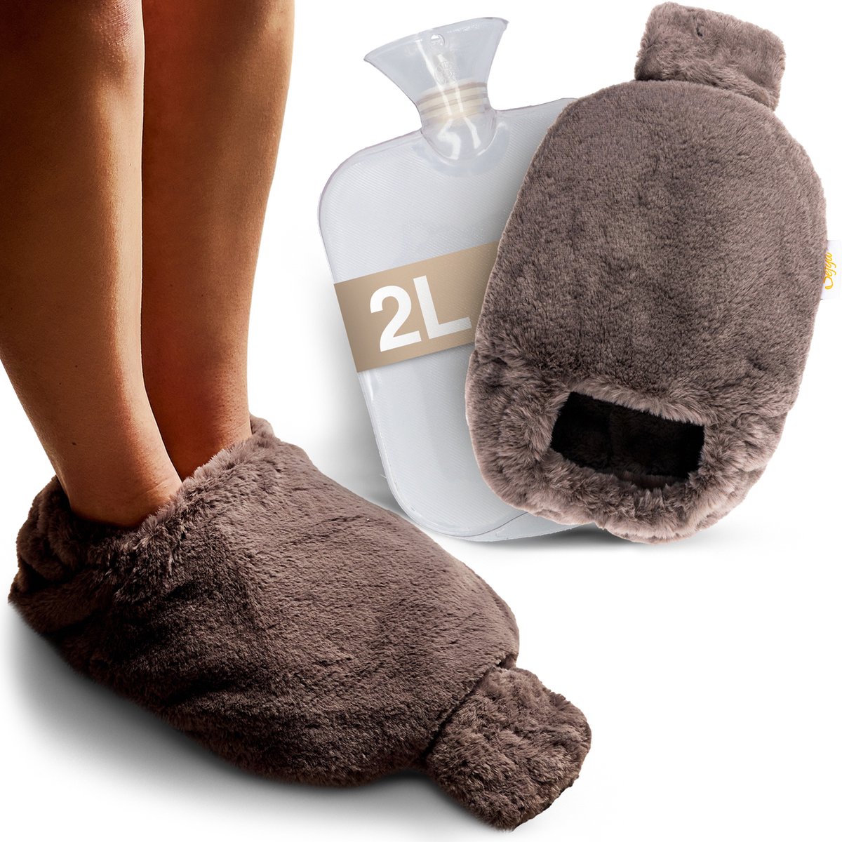 Goedkoopste Sefya® Voetenwarmer - Voetverwarmer met Warmwaterkruik - Kruik - Extra zacht - t/m Maat 43 - Grijs