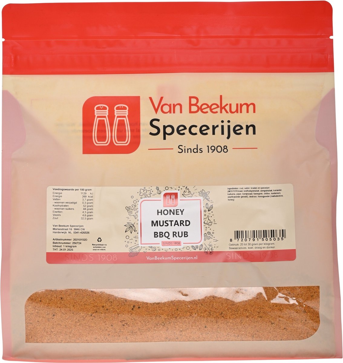 Goedkoopste Van Beekum Specerijen - Honey Mustard BBQ Rub - 1 kilo (hersluitbare stazak