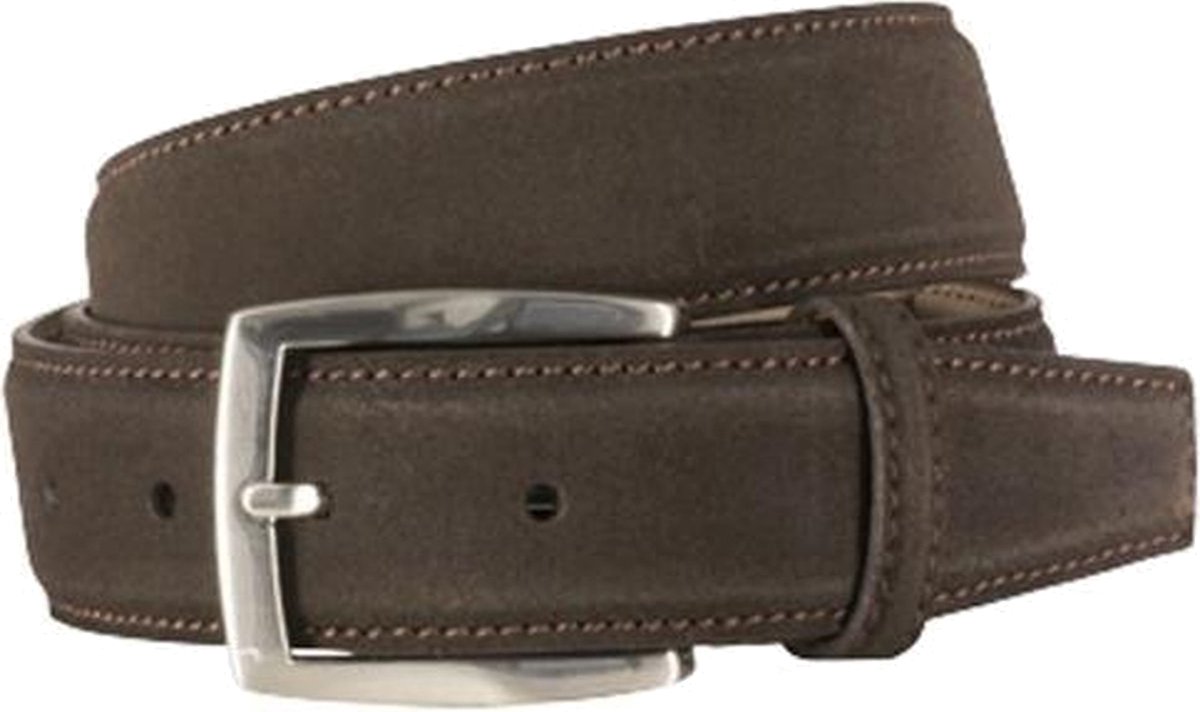 LINDENMANN suede leren heren riem - donkerbruin