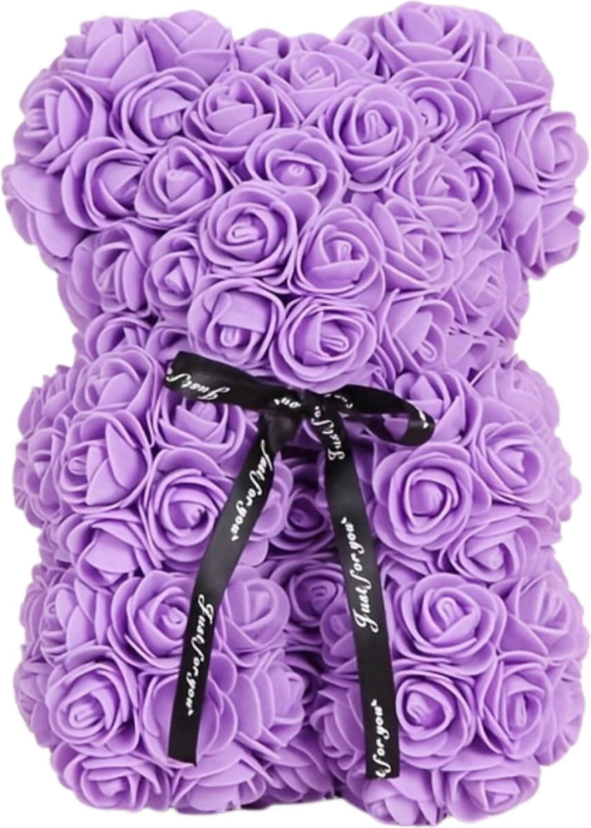 Bovista Rozen Beertje - Valentijn Cadeautje Voor Haar & Hem - Rose Bear - Rozen Beer - Teddy - Vrouw - Paars