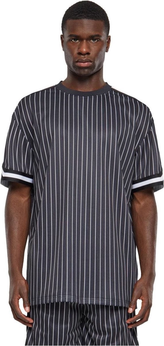 Urban Classics Oversized Striped Mesh Tee T-shirt M Polyester Basics Zwart