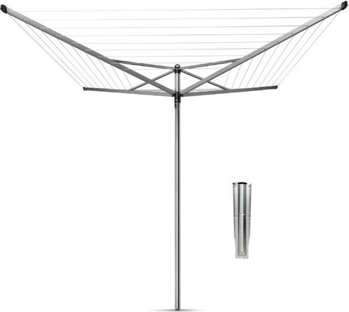 Bol.com Brabantia Topspinner Droogmolen - 60 m - met Metalen Grondanker - Metallic Grey aanbieding
