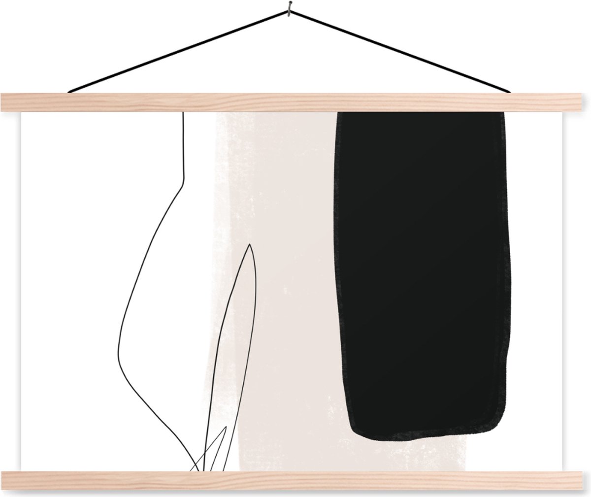 Posterhanger incl. Poster 90x60 cm - Schoolplaat - Verf - Line art - Abstract - Textielpos