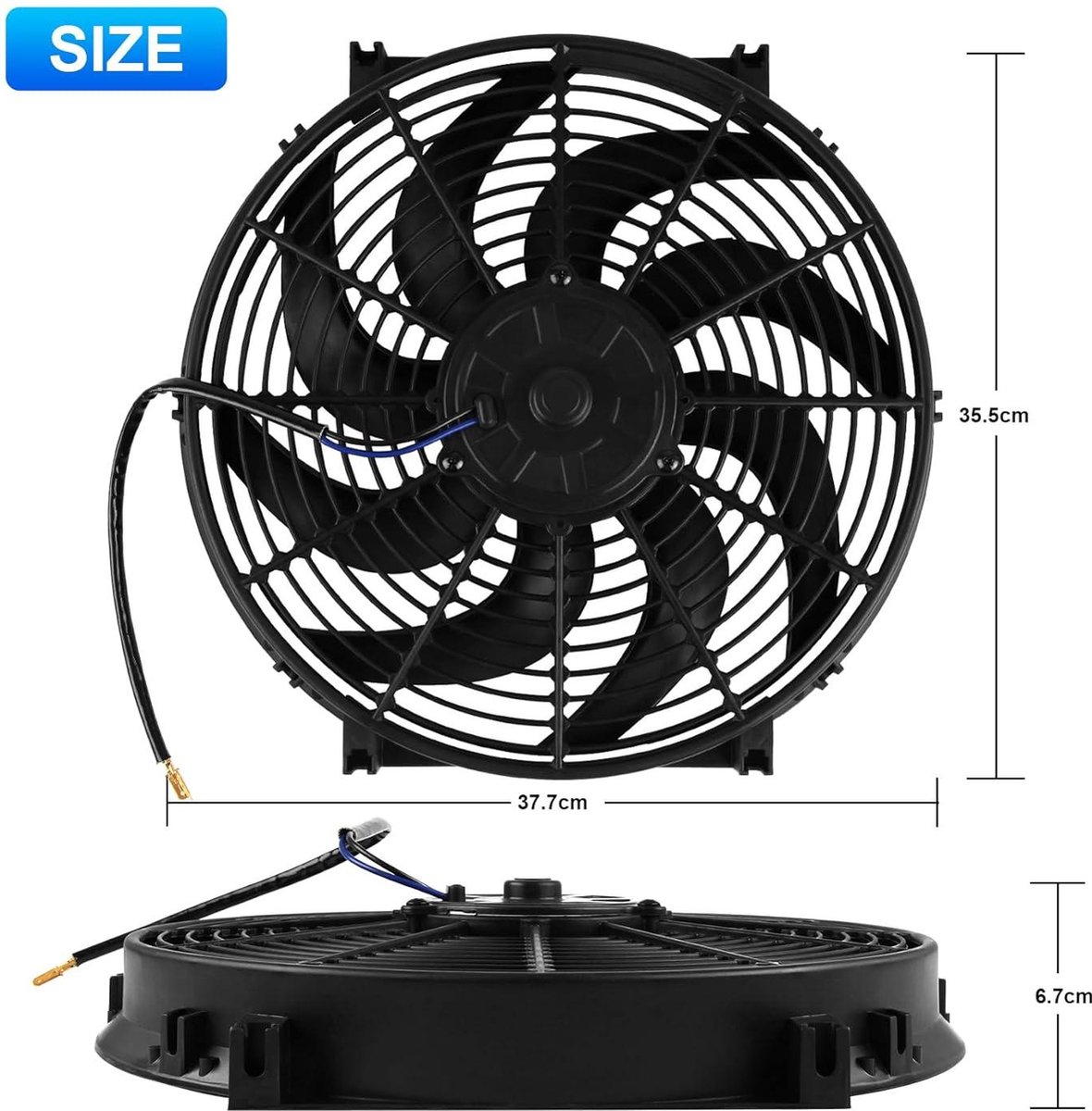 12 Inch 80W Elektrische Koelventilator - 10 Blades 12V Auto Motorkoeler Met Montagekit