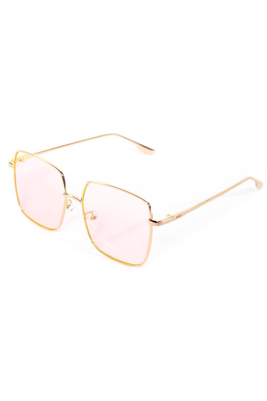 KIMU Zonnebril Grote Rechthoek - Goud Montuur - Lichtroze Glazen - Vierkant Oversized Geometrich Gradient Designer Hollywood Zomer Elegant Festival van KIMU — afbeelding 3