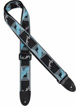 Zimoer Elektrische gitaarriem, verstelbare gitaarriem met lederen uiteinden, gitaaraccessoires voor akoestische, klassieke en elektrische gitaren en bassen, Blauw, 75~155 cm