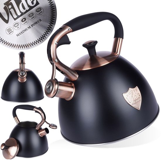 Bouilloire sifflante en acier inoxydable Zwart 3 l - Bouilloire avec sifflet - Bouilloire