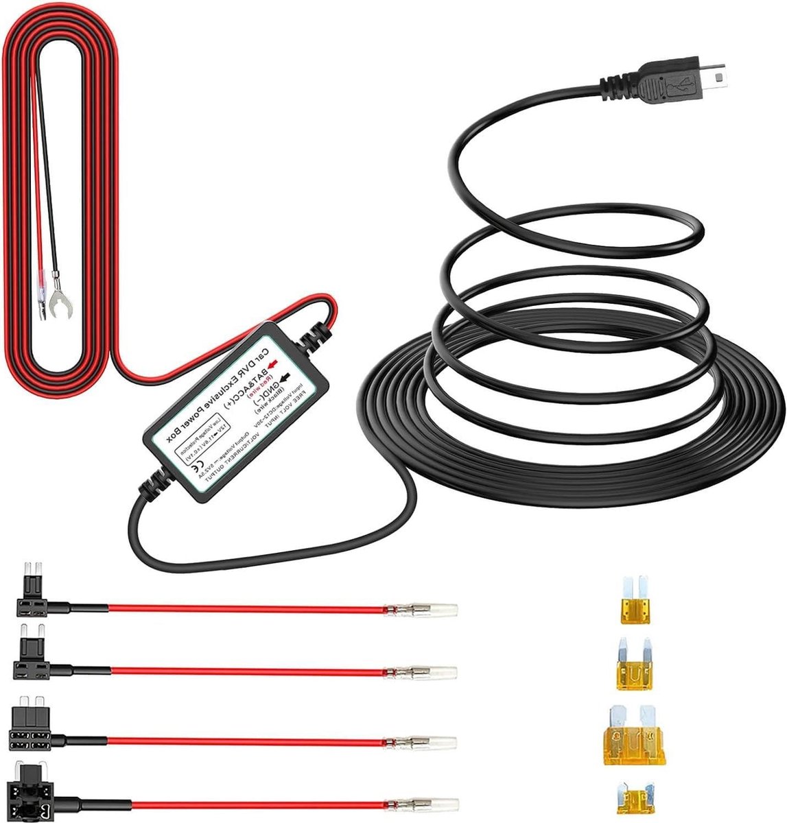 Dash Cam Hardwire Kit 12V-24V naar 5V/2.5A voor Auto - Oplader Mini USB 320cm