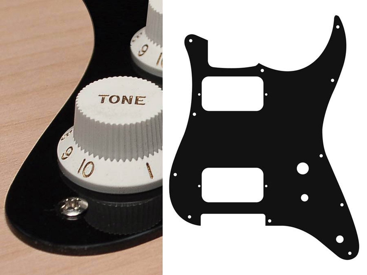 Boston ST-131-B pickguard, Stallion, HH, 2 pot holes, toggle switch, 1 ply, black