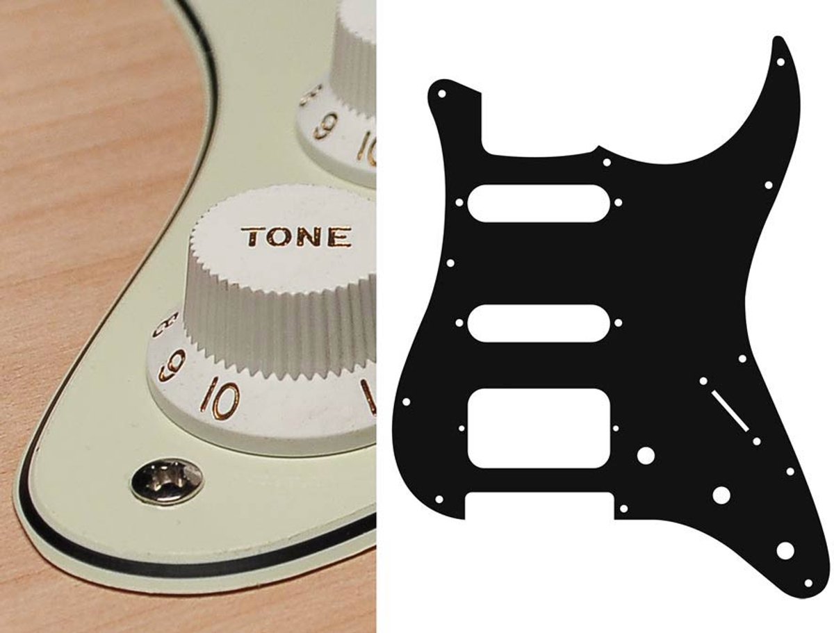 Boston ST-323-M pickguard, Stallion, SSH, 3 pot holes, 3-5 switch, 3 ply, mint green