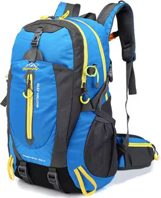 CarryQuest® - 40L - Rugzak - Backpack - Duurzaam - Lichtgewicht - Compact - Waterafstotend - Scheurbestendig - Nylon - Licht Blauw - 40 Liter - Wandelrugzak - Reisrugzak - Klimrugzak - Outdoor - Wandelen - Kamperen - Trekking - Backpack Organizer