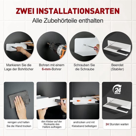 1 X Kledingstang Rechthoek, Garderobehouder, U-vorm, Wandmontage, Badkamer, Hal, Keuken, Incl. Montagemateriaal, Pluggen En Schroeven, Gepoedercoat