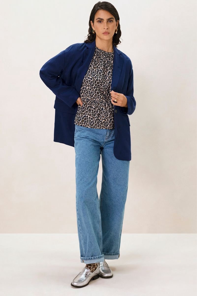 Sissy-Boy - Donkerblauwe oversized blazer met embroidery