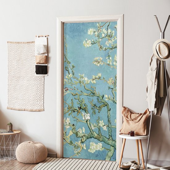 Affiche de porte fleur d'amandier - Van Gogh - Maîtres anciens - Art - Sticker de porte - Papier peint photo porte - Décoration de porte - Sticker autocollant - Décoration de chambre - 80x205 cm - Toilettes - Salle de bain - Salon